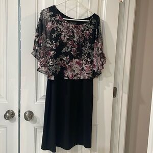 Mid length black and floral sz 8 dress